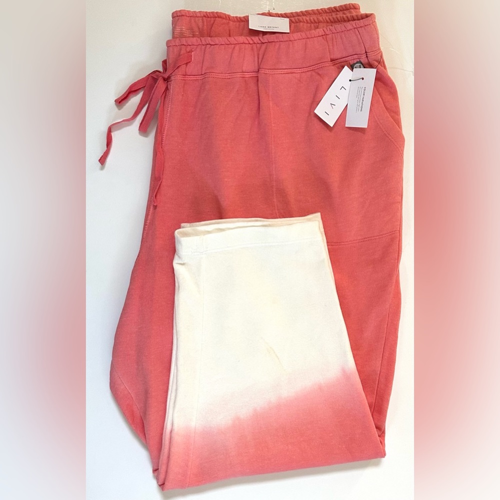 LIVI By Lane Bryant Women’s Peach/White Color Block Sweatpants Plus Size Jogger - Picture 1 of 11
